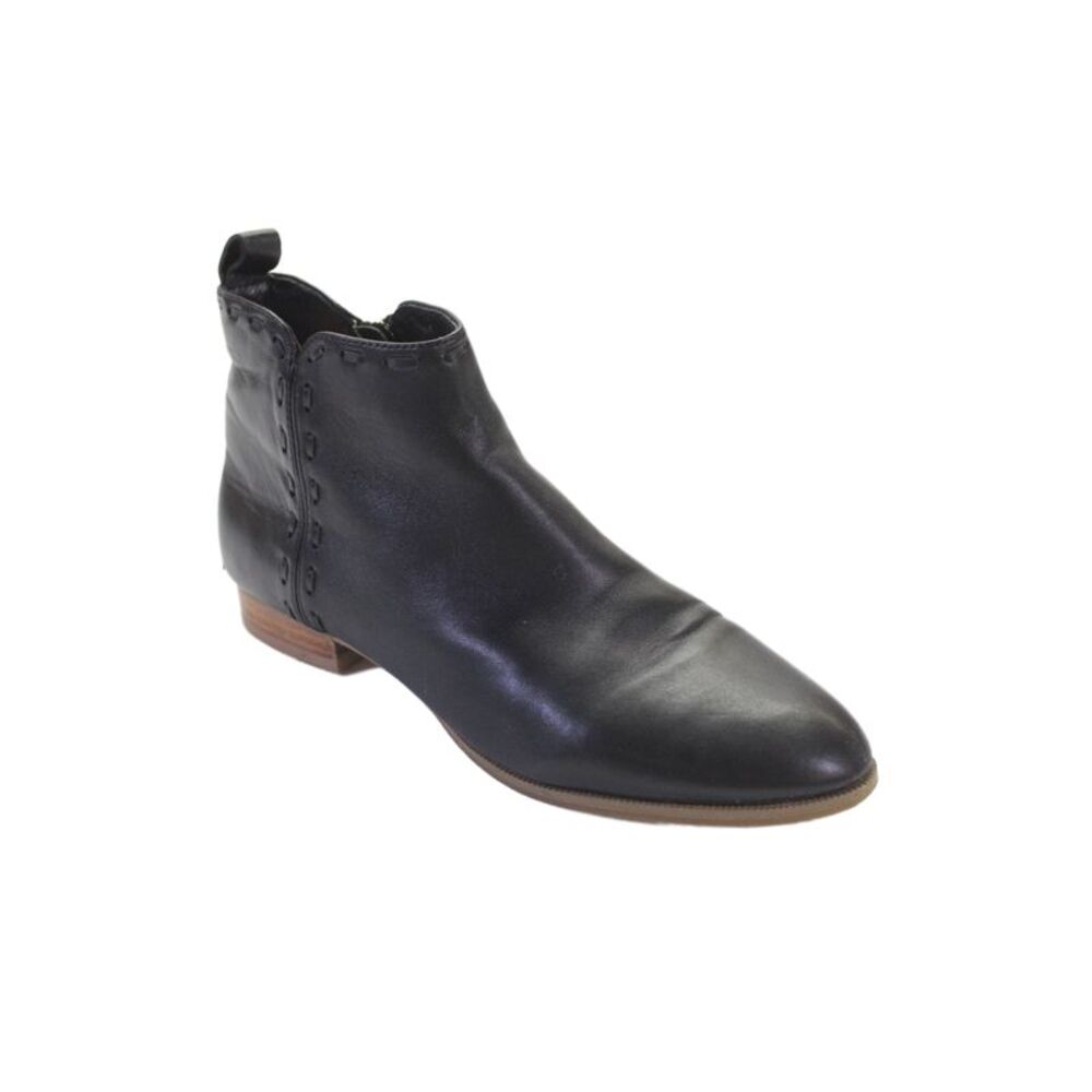 Jack Rogers Womens Leather Wooden Heel Ankle Boots Black Size 8